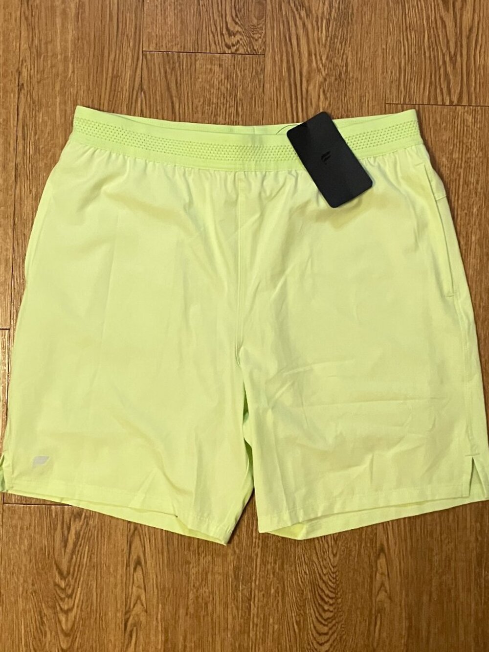 Fabletics Fundamental Athletic Shorts Neon Yellow Lined Performance Gym